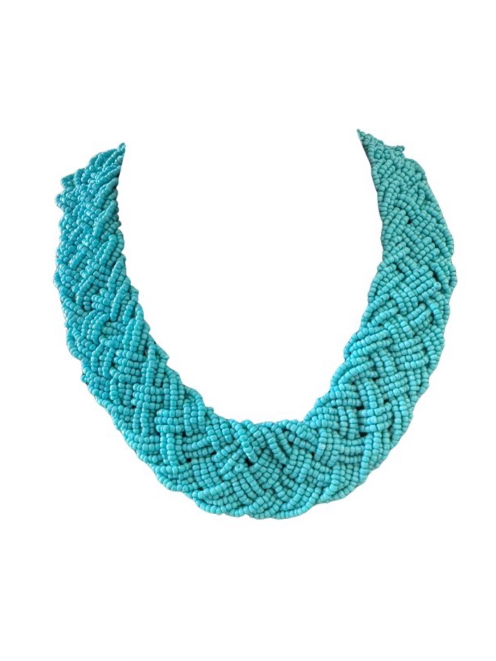 Turquoise Beaded Braided Statement Necklace - Women Jewelry